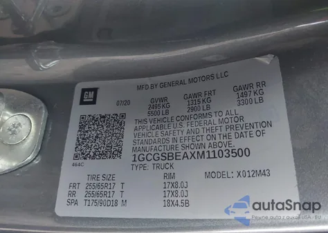 2021 Chevrolet Colorado 2Wd Short Box Wt из США, поврежденный, VIN 1GCGSBEAXM1103500